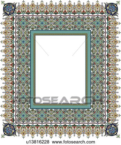 Green, blue, blue and red rectangle Arabesque Frame View Large Clip Art Graphic Clip Art - Green, blue, blue and red rectangle Arabesque Frame. Fotosearch