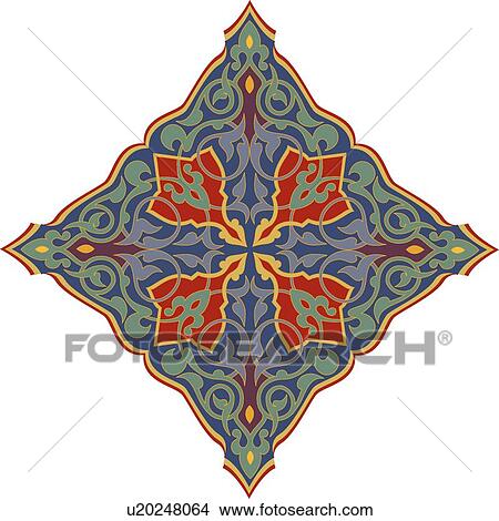 Green, blue, yellow and red diamond shaped Arabesque Design View Large Clip Art Graphic Clipart - Green, blue, yellow and red diamond shaped Arabesque Design. Fotosearch