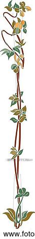 Green, brown and orange flower and vine Design Ornament View Large Clip Art Graphic Clip Art - Green, brown and orange flower and vine Design Ornament. Fotosearch