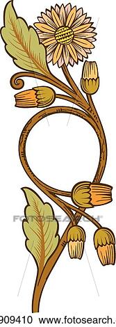 Green, brown and orange flower bud Design Ornament View Large Clip Art Graphic Clipart - Green, brown and orange flower bud Design Ornament. Fotosearch