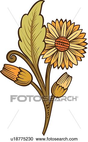 Green, brown and tan Floral Design Ornament View Large Clip Art Graphic Clipart - Green, brown and tan Floral Design Ornament. Fotosearch
