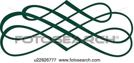 Clip Art - Green fancy loops and squares . Fotosearch
