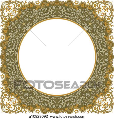 Green Filigree Round Frame View Large Clip Art Graphic Clipart - Green Filigree Round Frame. Fotosearch