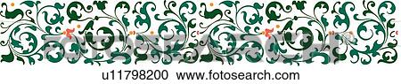 Clipart - Green Floral Pattern Design Ornament. Fotosearch