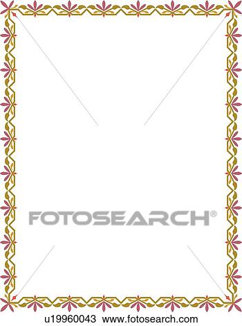 Clipart - Green, Gold and Pink Border. Fotosearch