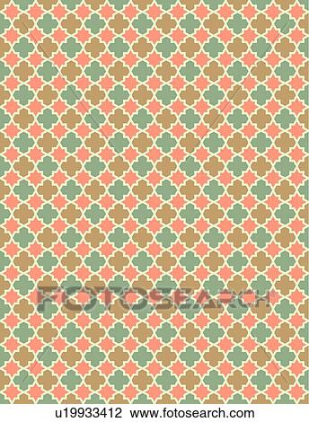 Clipart - Green, Gold and Pink Repeating Background Pattern. Fotosearch