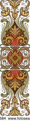 Green, gold and red floral rectangle Design Ornament View Large Clip Art Graphic Clipart - Green, gold and red floral rectangle Design Ornament. Fotosearch