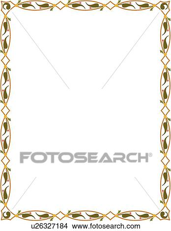 Green, gold and red leaf pattern arabesque Border View Large Clip Art Graphic Clipart - Green, gold and red leaf pattern arabesque Border. Fotosearch