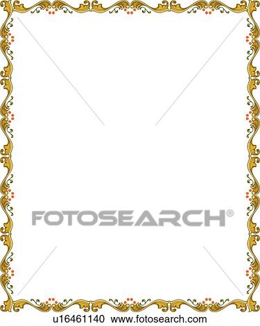 Clipart - Green, gold and red leaf victorian Border. Fotosearch