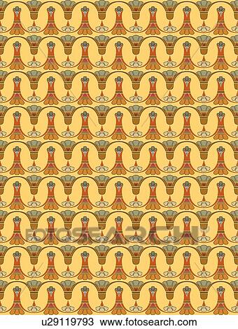 Clipart - Green gold red loop and wave background pattern . Fotosearch