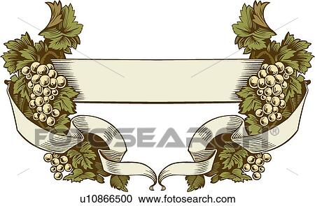 Clipart - Green grape banner with copy space. Fotosearch