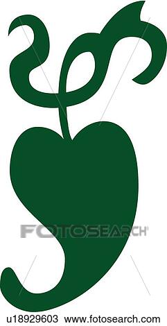 Clipart - Green heart shaped leaf illustration. Fotosearch