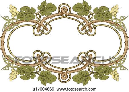Clip Art - Green leaf and grapevine Frame. Fotosearch
