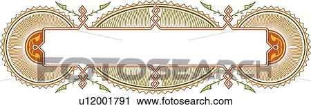Clipart - Green leaf and orange horizontal banner. Fotosearch