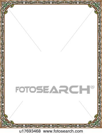 Green leaf and orange victorian Border View Large Clip Art Graphic Clip Art - Green leaf and orange victorian Border. Fotosearch