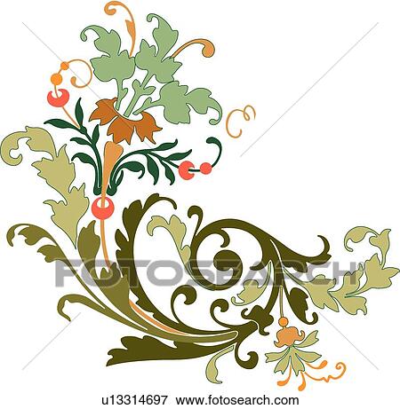 Clip Art - Green Leaf Cornucopia. Fotosearch