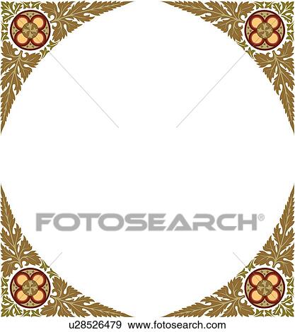 Clip Art - Green Leaf Pattern Corners. Fotosearch