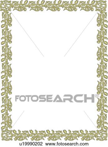 Green leaf rectangle victorian Border View Large Clip Art Graphic Clipart - Green leaf rectangle victorian Border. Fotosearch