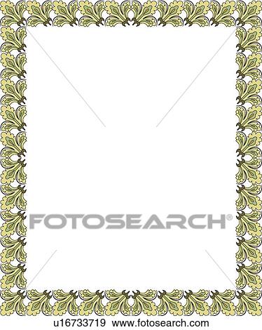 Clip Art - Green leaf victorian rectangle Border. Fotosearch
