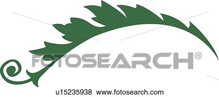 Clip Art - Green leaf with a swirl. Fotosearch