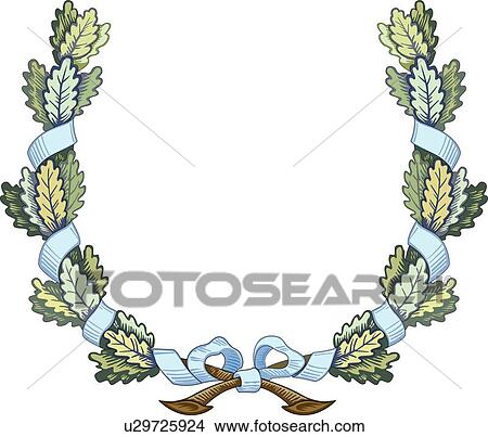 Clipart - Green Leaf with Blue Ribbon. Fotosearch