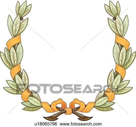 Green Leaf with Orange Ribbon View Large Clip Art Graphic Clip Art - Green Leaf with Orange Ribbon. Fotosearch