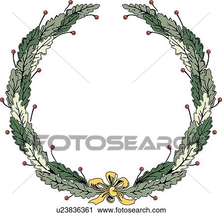 Green Leaves and Berries with Yellow Bow View Large Clip Art Graphic Clipart - Green Leaves and Berries with Yellow Bow. Fotosearch