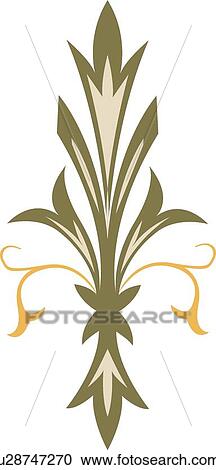 Clipart - Green leaves and gold leaves . Fotosearch