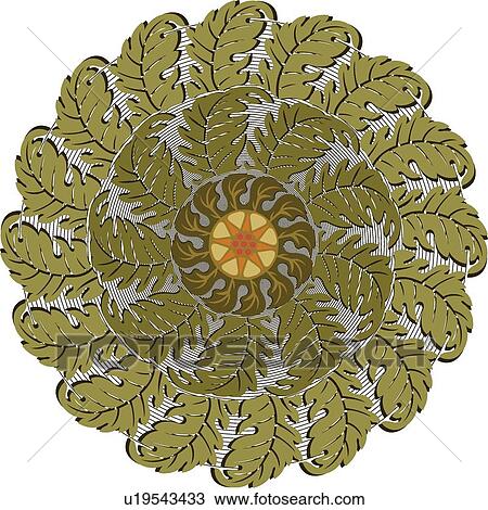 Clipart - Green Leaves in Circular Pattern. Fotosearch