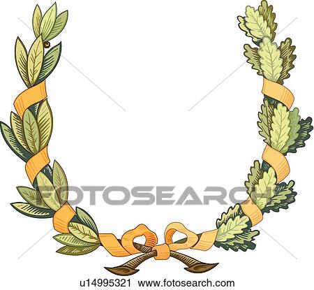 Green Leaves with Orange Ribbon View Large Clip Art Graphic Clipart - Green Leaves with Orange Ribbon. Fotosearch