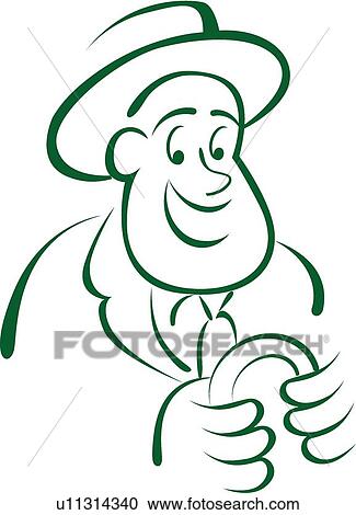 Clipart - Green man with a cane . Fotosearch