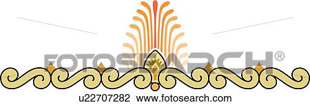 Clipart - Green, orange and blue horizontal Design Ornament. Fotosearch