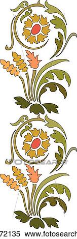 Clipart - Green, orange and brown flower Design Ornament. Fotosearch