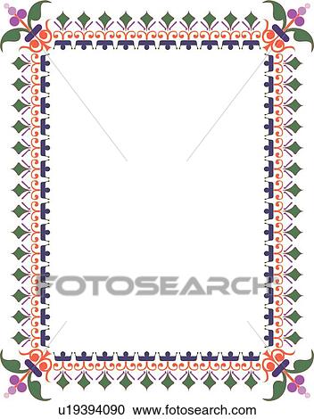 Clipart - Green, Orange and Purple Border. Fotosearch