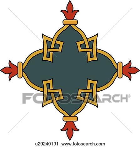 Green, Orange and Red Arabesque Design View Large Clip Art Graphic Clipart - Green, Orange and Red Arabesque Design. Fotosearch
