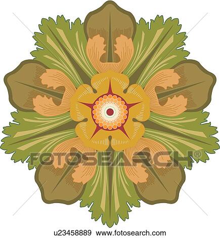 Green, orange and red floral Design Ornament View Large Clip Art Graphic Clip Art - Green, orange and red floral Design Ornament. Fotosearch