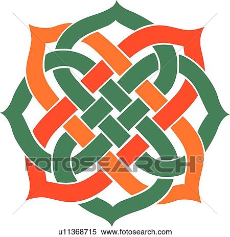 Clipart - Green, orange and red Islamic calligraphy Design Ornament. Fotosearch