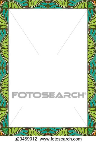 Green, orange and teal victorian Border View Large Clip Art Graphic Clipart - Green, orange and teal victorian Border. Fotosearch