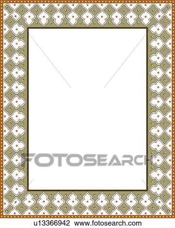 Green, orange and white pattern arabesque Border View Large Clip Art Graphic Clipart - Green, orange and white pattern arabesque Border. Fotosearch