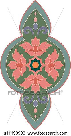 Clipart - Green, pink and blue Design Ornament. Fotosearch