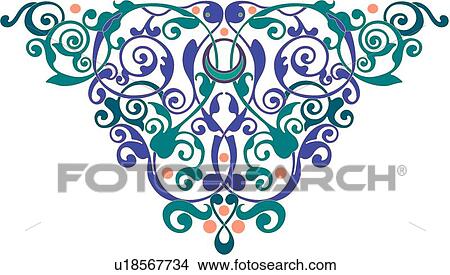 Green, pink and blue Design Ornament View Large Clip Art Graphic Clipart - Green, pink and blue Design Ornament. Fotosearch
