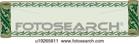 Clipart - Green rectangle with leaf accent banner. Fotosearch