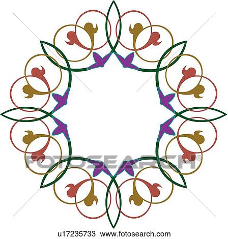 Green, red and blue looping Arabesque Design View Large Clip Art Graphic Clipart - Green, red and blue looping Arabesque Design. Fotosearch