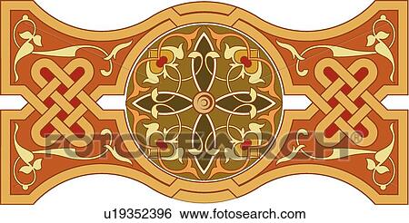 Green, Red and Orange Arabesque Design View Large Clip Art Graphic Clip Art - Green, Red and Orange Arabesque Design. Fotosearch