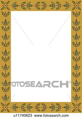 Green, red and orange leaf victorian Border View Large Clip Art Graphic Clipart - Green, red and orange leaf victorian Border. Fotosearch