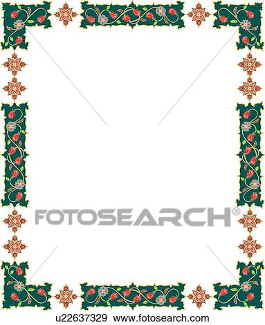 Green, red, and yellow flower victorian Border View Large Clip Art Graphic Clip Art - Green, red, and yellow flower victorian Border. Fotosearch