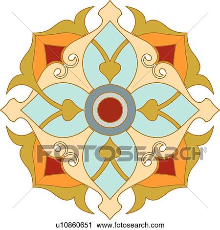 Green, red, orange and blue Geometric floral Arabesque Design View Large Clip Art Graphic Clipart - Green, red, orange and blue Geometric floral Arabesque Design. Fotosearch