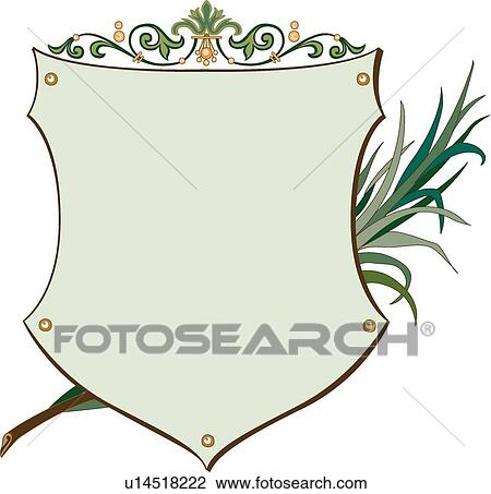 Green Shield with Leaf Decoration View Large Clip Art Graphic Clipart - Green Shield with Leaf Decoration. Fotosearch