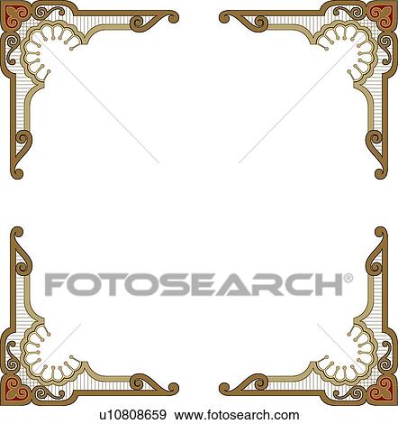 Clip Art - Green, silver and brown square Frame. Fotosearch