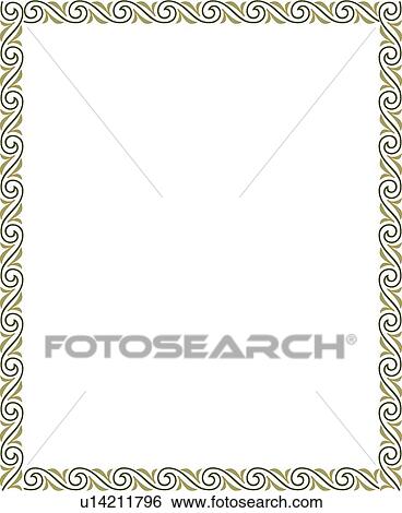 Clip Art - Green Swirl Border. Fotosearch